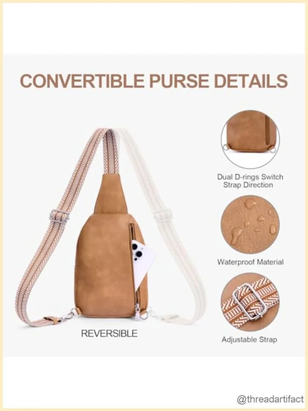Vegan Leather Anti Theft Crossbody Sling Bag RFID Travel Purse